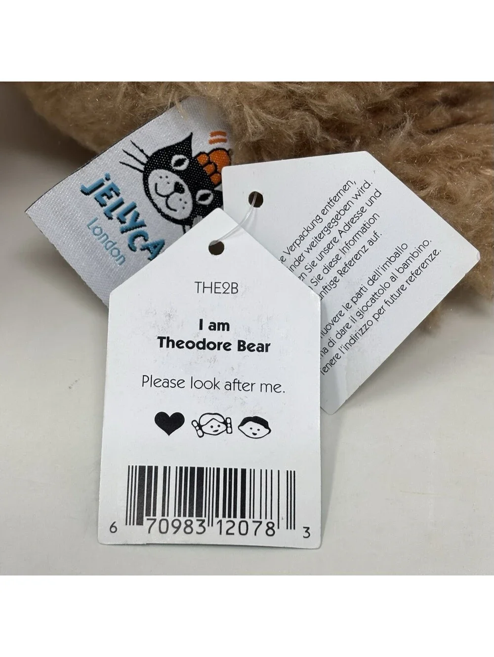 Jellycat Theodore Bear Medium Plush THE2B Curly Brown Teddy Stuffed Animal NWT
